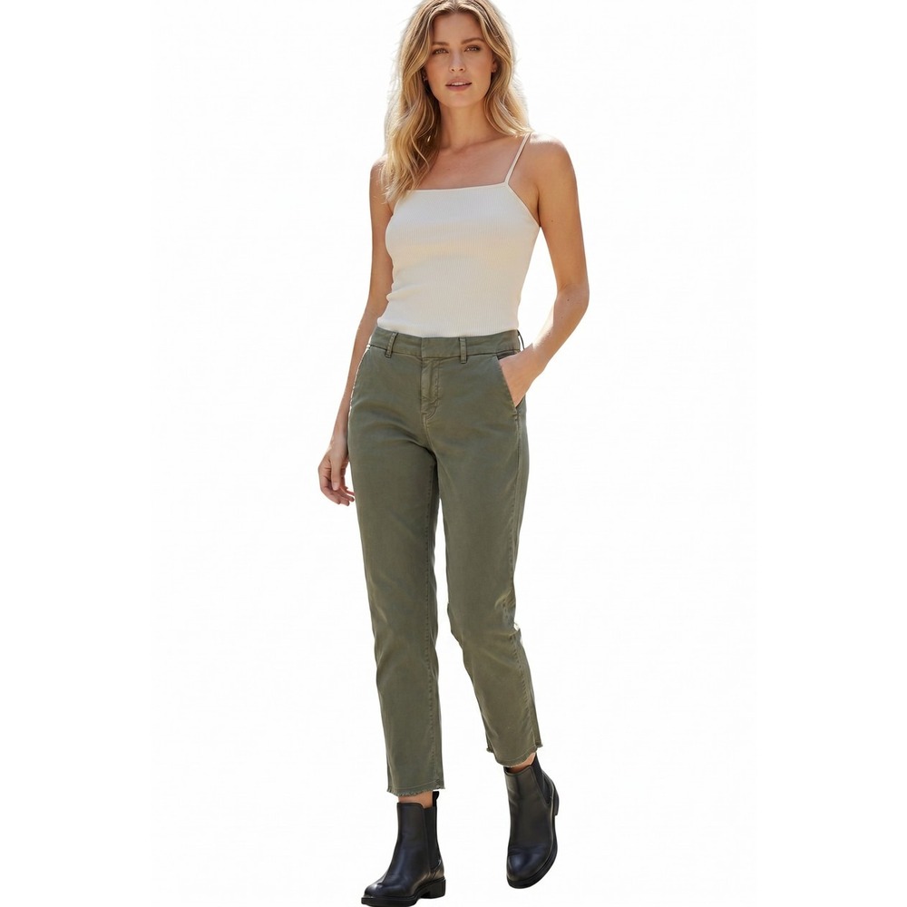 NILI LOTAN East Hampton Olive Green Pants Cotton USA Frayed Hem Sz 6 $345 EUC